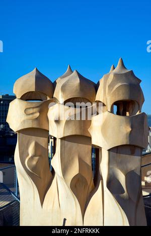 Barcelona. Catalonia. Spain. Casa Mila, popularly known as La Pedrera, meaning the Stock Photo