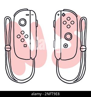 Game modern controller. Vector illustration in hand-drawn cartoon flat style isolated on white background. Stock Vector