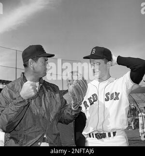 Former Red Sox slugger Ted Williams, who was inducted into the Baseball  Hall of Fame, July 26, 1966, at Cooperstown, N.Y., greets his daughter  Bobbi Jo, 19, and son-in-law Stephen Tomasco of