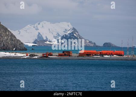Argentine Base Orcadas on Laurie Island of the South Orkney Islands, Antarctica Stock Photo