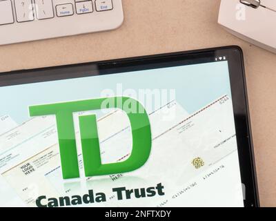 Germany. 17th Feb, 2023. In this photo illustration, TD Canada Trust logo seen displayed on a tablet. (Photo by Igor Golovniov/SOPA Images/Sipa USA) Credit: Sipa USA/Alamy Live News Stock Photo