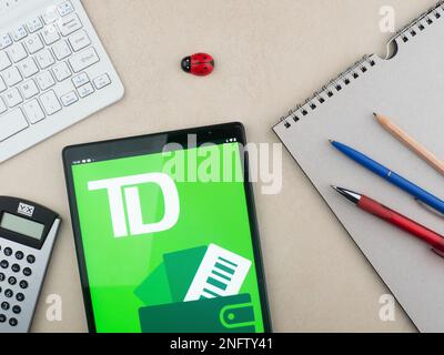 Germany. 17th Feb, 2023. In this photo illustration, TD Canada Trust logo seen displayed on a tablet. (Credit Image: © Igor Golovniov/SOPA Images via ZUMA Press Wire) EDITORIAL USAGE ONLY! Not for Commercial USAGE! Stock Photo