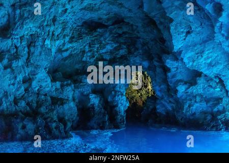 BISEVO ISLAND, CROATIA, EUROPE - Blue Cave, near island of Vis, in Adriatic Sea. Stock Photo