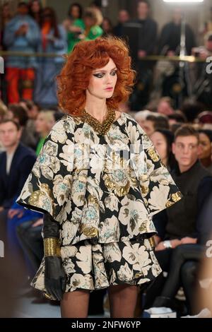 London, UK . 17 February, 2023 . Models on the catwalk during the Paul Costelloe Catwalk during LFW AW 23 held at the Waldorf Astoria . Credit:  Alan D West/Alamy Live News Stock Photo