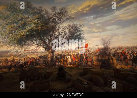 Istanbul, Turkey. 07 April 2015: Fall of Constantinople Captured by Mehmet. Panorama Museum 1453. Details of the final assault of Constantinople. Stock Photo