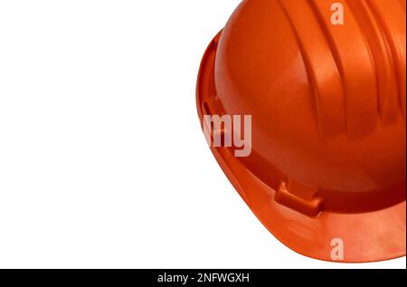 orange safety helmet seen from above, white background Stock Photo