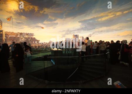 Istanbul, Turkey. 07 April 2015: Fall of Constantinople Captured by Mehmet. Panorama Museum 1453. Details of the final assault of Constantinople. Stock Photo