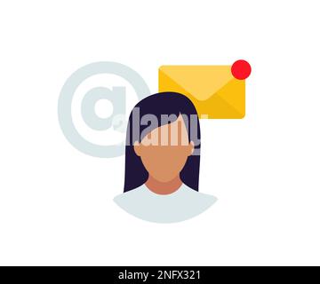 Businesswomen avatar isolated at round icon. Email, research and business, internet networking and reading information. Planning, corporate connection Stock Vector