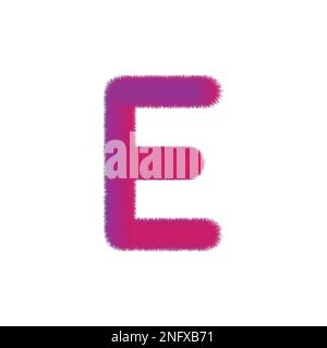High Quality 3D Shaggy Letter E on White Background . Isolated Vector Element Stock Vector