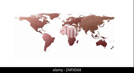 World map illustration. Equirectangular projection. Great vector illustration. Stock Vector