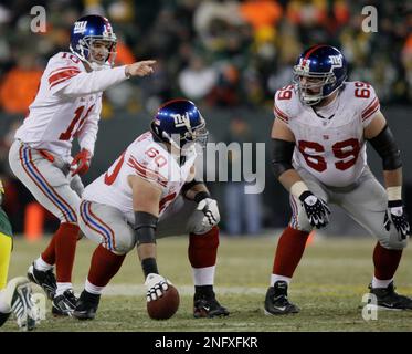 New York Giants guard Shaun O'Hara celebrates as wide receiver Amani Toomer  scores the winning touchdown. the New York Giants defeated the Denver  Broncos 24-23 in week 7 at Giants Stadium in