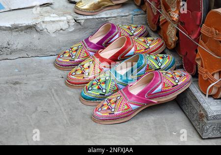 Traditional slippers for sale in North Africa Stock Photo