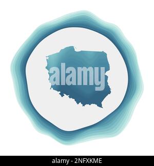 Poland logo. Badge of the country. Layered circular sign around Poland border shape. Vibrant vector illustration. Stock Vector