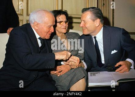 Governor Nelson Rockefeller shown visiting with David Ben Gurion