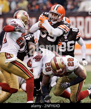 Cleveland Browns running back Jason Wright charges upfield for a gain in  the first quarter against the New England Patriots at Gillette Stadium in  Foxboro, Massachusetts on October 7, 2007. The Patriots