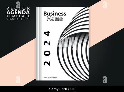 Vector agenda cover design. Creative and minimal agenda cover template suitable for corporate identity design. Stock Vector