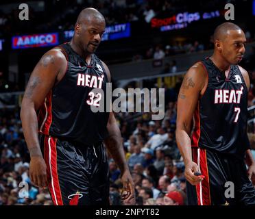 Miami Heat guard Penny Hardaway warms up before facing the Denver Nuggets  in the first quarter of an NBA basketball game in Denver on Sunday, Dec. 2,  2007. (AP Photo/David Zalubowski Stock