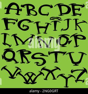 Funny calligraphic font vector with rounded edges Stock Vector