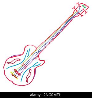 Childlike guitar drawing; vector illustration Stock Vector