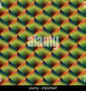 Lozenge seamless pattern with gradient of green,blue, orange and red Stock Vector