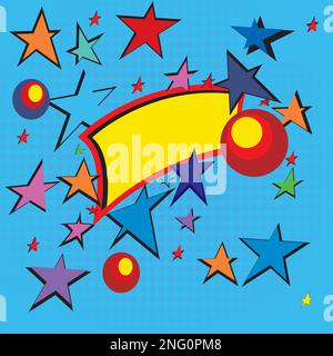 Illustration with text bubble and stars; Pop art; vector illustration Stock Vector