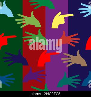 Hand pattern with fingers over colored  background Stock Vector