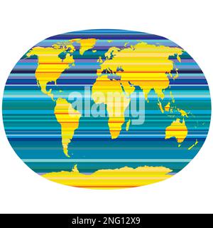 Planet Earth with yellow and blue stripes; vector Stock Vector