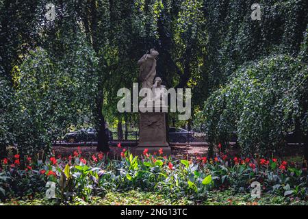 Grazyna and LItawor monument in Planty Park around Old Town of Krakow city, Lesser Poland Voivodeship of Poland Stock Photo