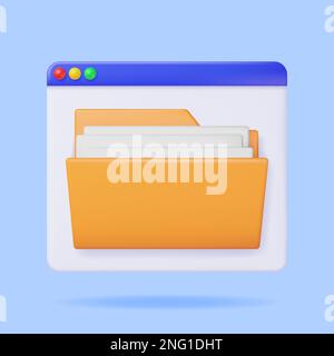 3D Desktop Interface Window with File Folder Stock Vector