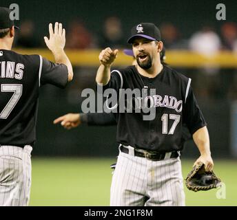 Colorado Rockies' Todd Helton at bat during Game 4 of the baseball World  Series Sunday, Oct. 28, 2007, at Coors Field in Denver. (AP Photo/Jack  Dempsey Stock Photo - Alamy