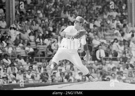 Hoyt Wilhelm, left, and Wilbur Wood, Chicago White Sox relief pitches, show  grips on their favorite pitch, July 20, 1968 in Chicago, the knuckleball,  which has baffled opposing American League batters all