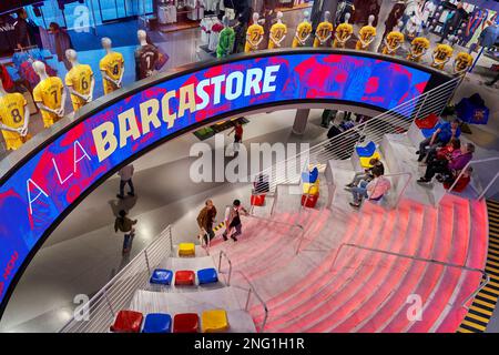 Visiting the official store at Camp Nou arena - the official playground of FC Barcelona Stock Photo
