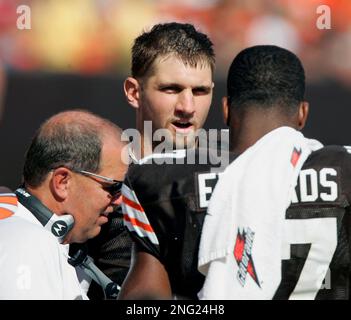 Cleveland Browns offensive lineman Hank Fraley at the Cleveland Browns NFL  football training camp Sunday, Aug. 2, 2009, in Berea, Ohio. (AP Photo/Tony  Dejak Stock Photo - Alamy