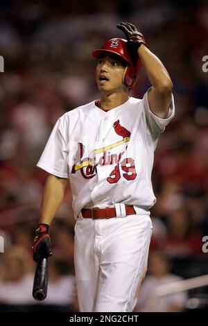 St. Louis Cardinals So Taguchi of Japan runs to first base with