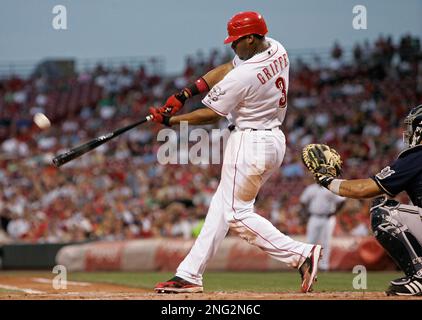 Milwaukee Brewers' Johnny Estrada hits a grand slam during the