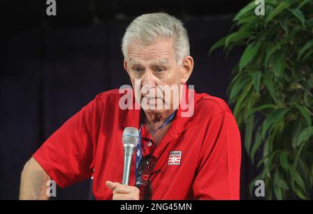 Cooperstown, United States. 20th July, 2012. National Baseball Hall of Fame member Tim McCarver, shown in this July 22, 2012 file photo in Cooperstown, New York, has died in Memphis at the age of 81 on Thursday, February 16, 2023. McCarver was a member of the broadcast wing of the Hall of Fame. File Photo by Bill Greenblatt/UPI Credit: UPI/Alamy Live News Stock Photo