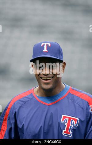 Texas Rangers designated hitter Sammy Sosa steps up to bat against