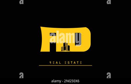 Real Estate letters Initials Monogram logo AD , DA Stock Vector
