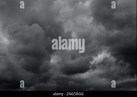 Cumulus congestus clouds with dramatic light near sunset Stock Photo