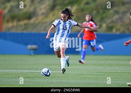 Auckland, New Zealand. 17th Feb, 2023. Florencia Bonsegundo of Argentina Women's National soccer team seen in action during the FIFA Women's World Cup 2023 Playoff held at the North Harbour Stadium. Final score; Argentina 4:0 Chile Credit: SOPA Images Limited/Alamy Live News Stock Photo