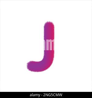 High Quality 3D Shaggy Letter J on White Background . Isolated Vector Element Stock Vector