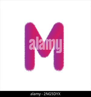 High Quality 3D Shaggy Letter M on White Background . Isolated Vector Element Stock Vector