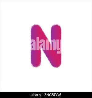High Quality 3D Shaggy Letter N on White Background . Isolated Vector Element Stock Vector