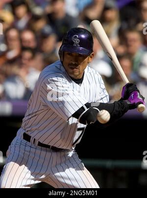 Colorado Rockies' Troy Tulowitzki at bat during Game 4 of the baseball  World Series Sunday, Oct. 28, 2007, at Coors Field in Denver. (AP  Photo/David J. Phillip Stock Photo - Alamy