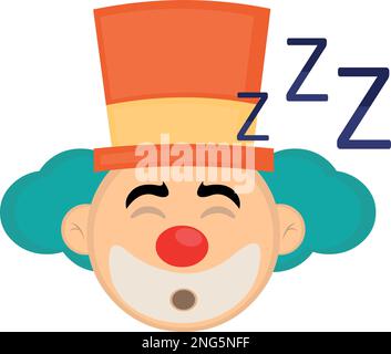 vector illustration face clown cartoon sleeping Stock Vector