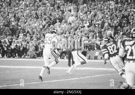 New York Jets quarter back Richard Todd holds the ball high in the