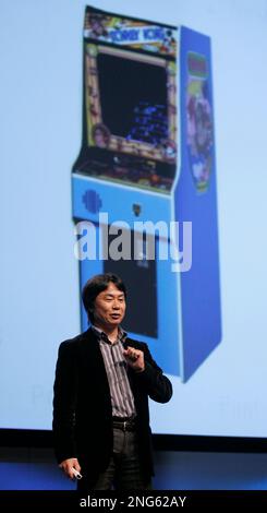 Shigeru Miyamoto, Nintendo Corp's top game designer, smiles during