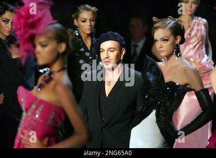 Models sport creations by British fashion designer John Galliano during the  spring/summer 2006 ready-to-wear collections presentations in Paris on  October 8, 2005. (UPI Photo/William Alix Stock Photo - Alamy