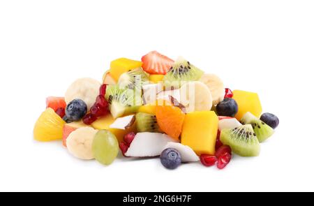 Pile of delicious fruit salad on white background Stock Photo