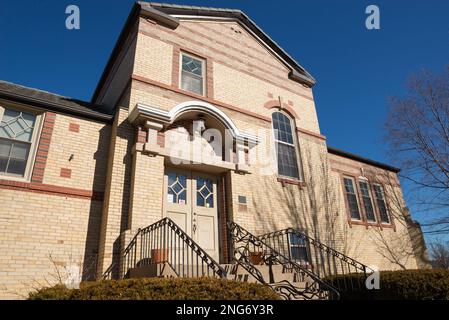 Oregon, Illinois - United States - February 13th, 2023: Exterior of the historic Carnegie Library, built in 1909, in Oregon, Illinois. Stock Photo